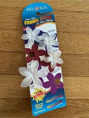 Del Sol Plumeria Flower Color Changing Hair Clips